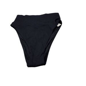Aerie Ribbed High Cut Cheeky Bikini Bottoms Black Size XXS 2XS